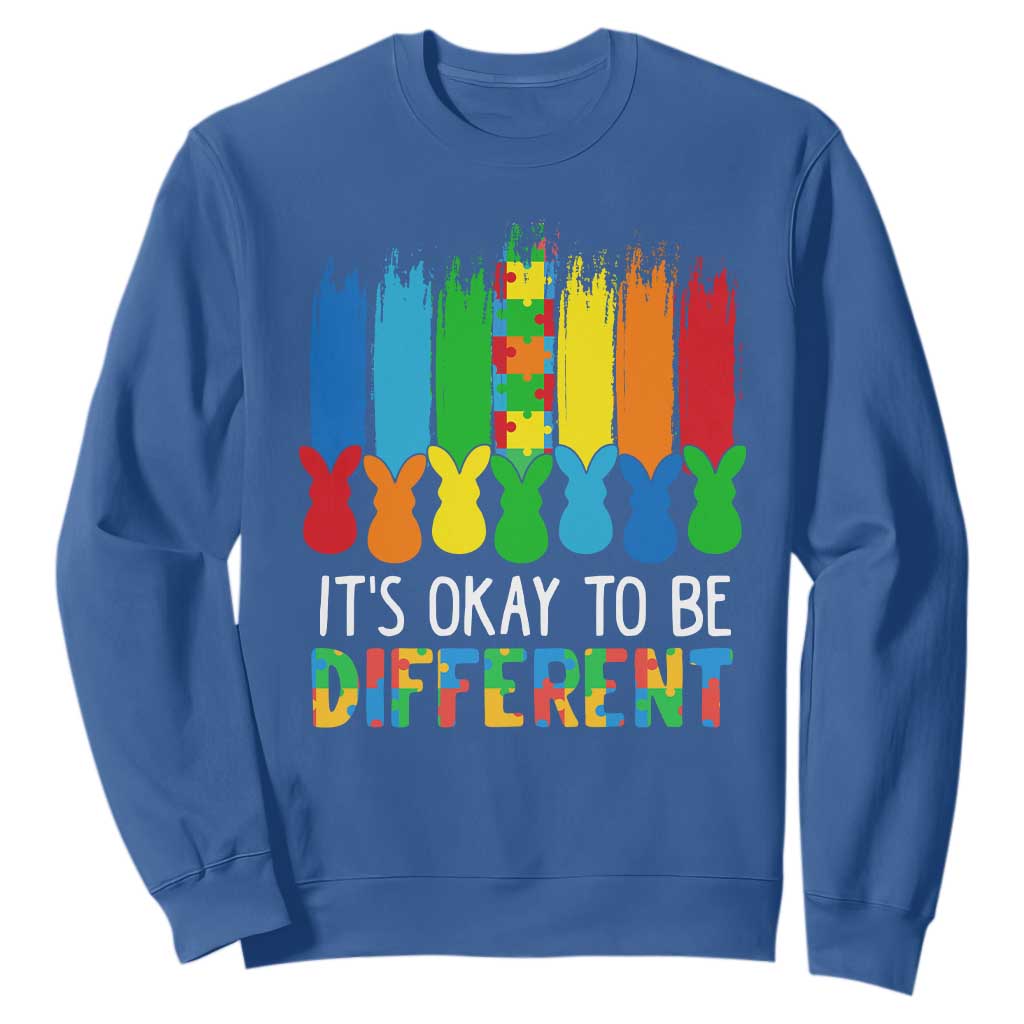 Autism Awareness Sweatshirt It's OK To Be Different Puzzle Easter Bunny TS09 Royal Blue Printyourwear