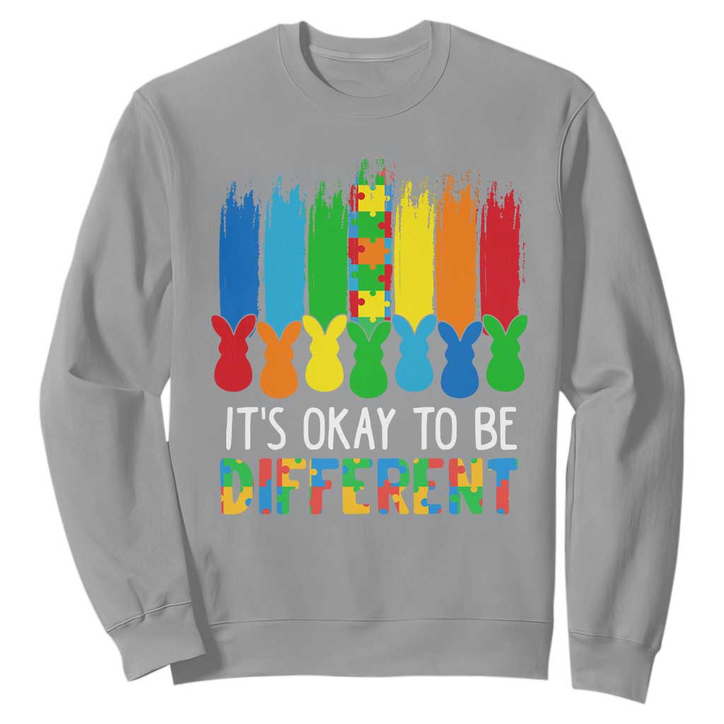 Autism Awareness Sweatshirt It's OK To Be Different Puzzle Easter Bunny TS09 Sport Gray Printyourwear