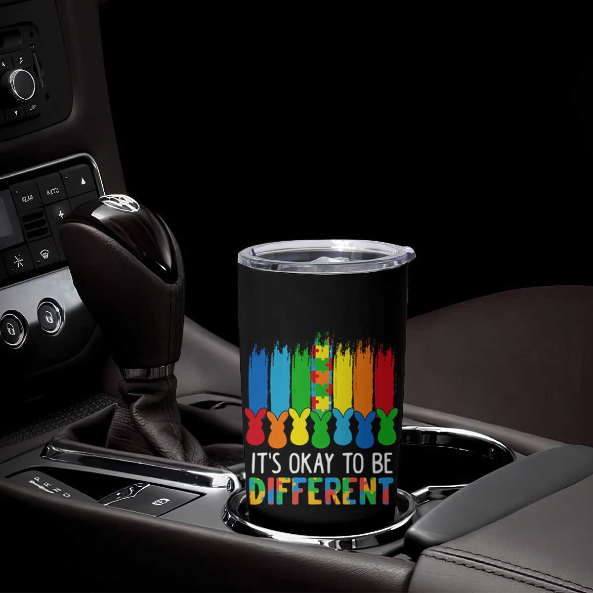 Autism Awareness Tumbler Cup It's OK To Be Different Puzzle Easter Bunny TS09 Print Your Wear