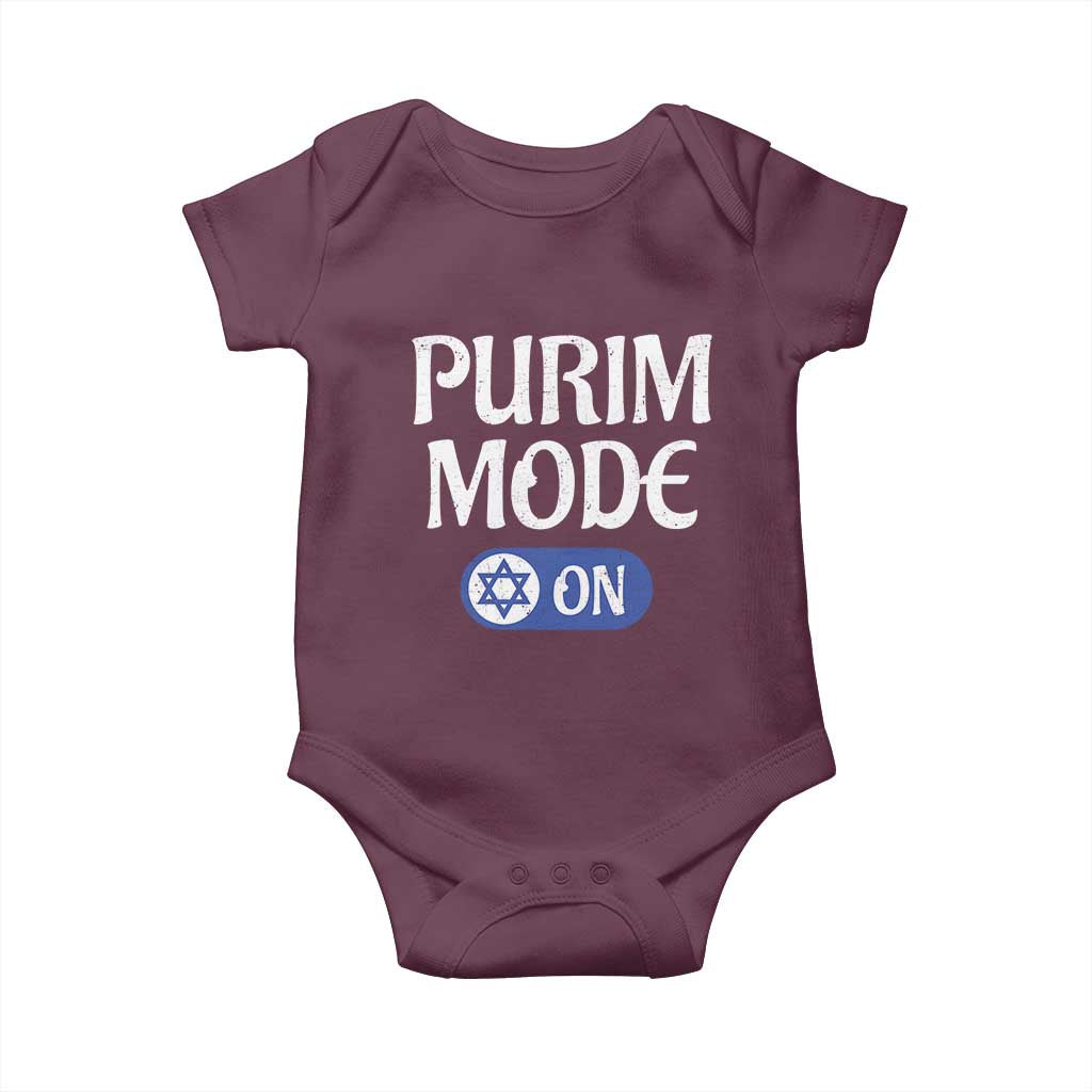 Funny Purim Mode On Baby Onesie Jewish Star of David TS09 Maroon Print Your Wear