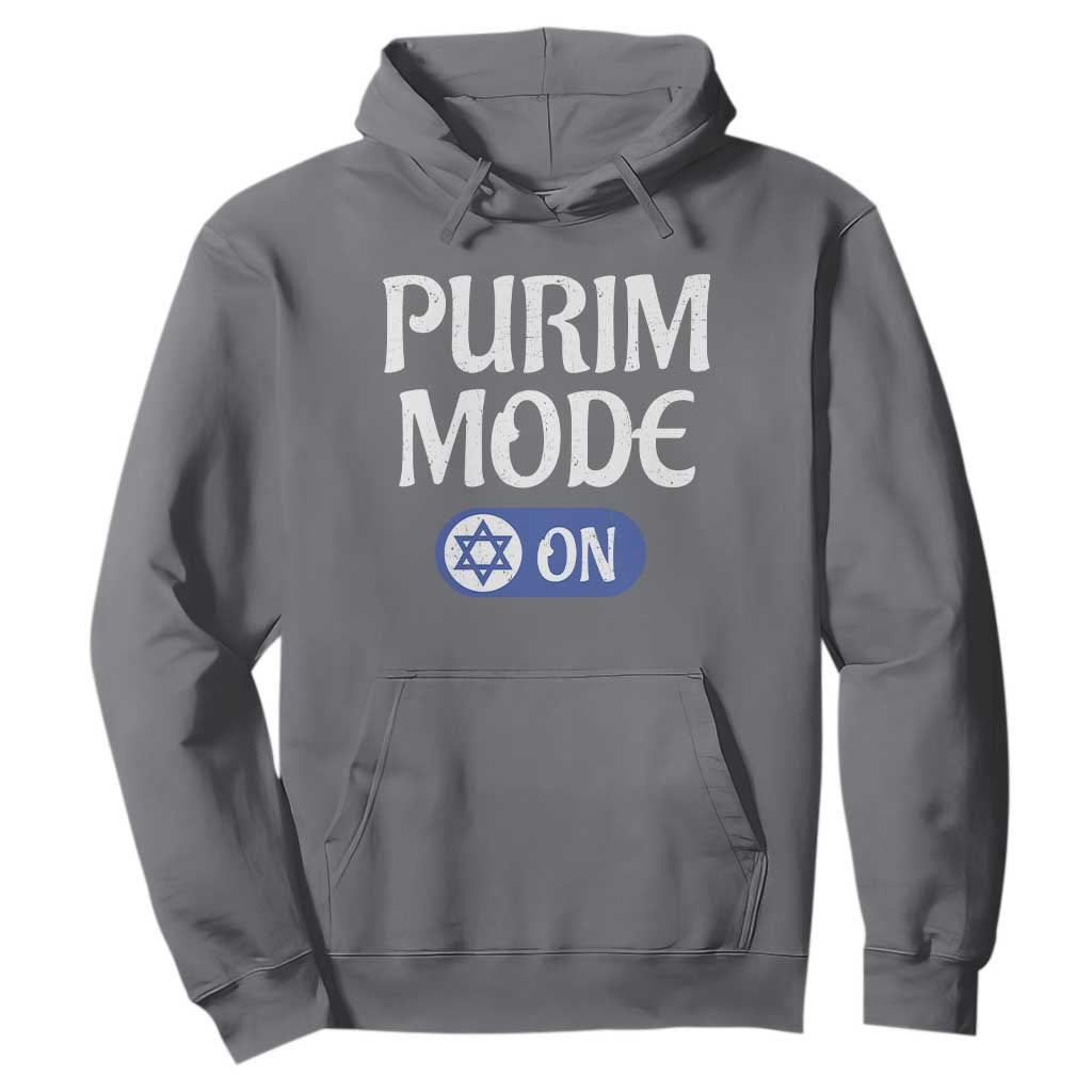 Funny Purim Mode On Hoodie Jewish Star of David TS09 Charcoal Print Your Wear