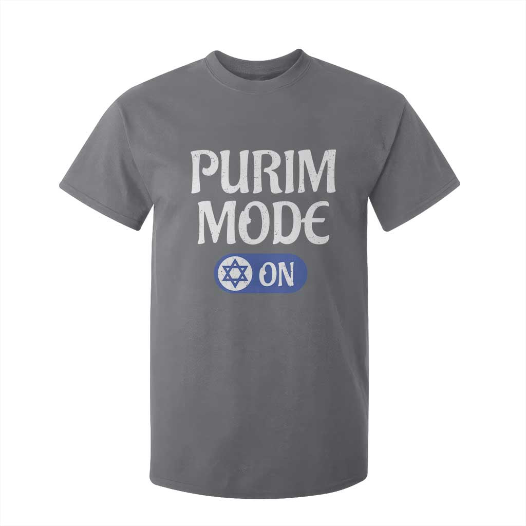Funny Purim Mode On T Shirt For Kid Jewish Star of David TS09 Charcoal Print Your Wear