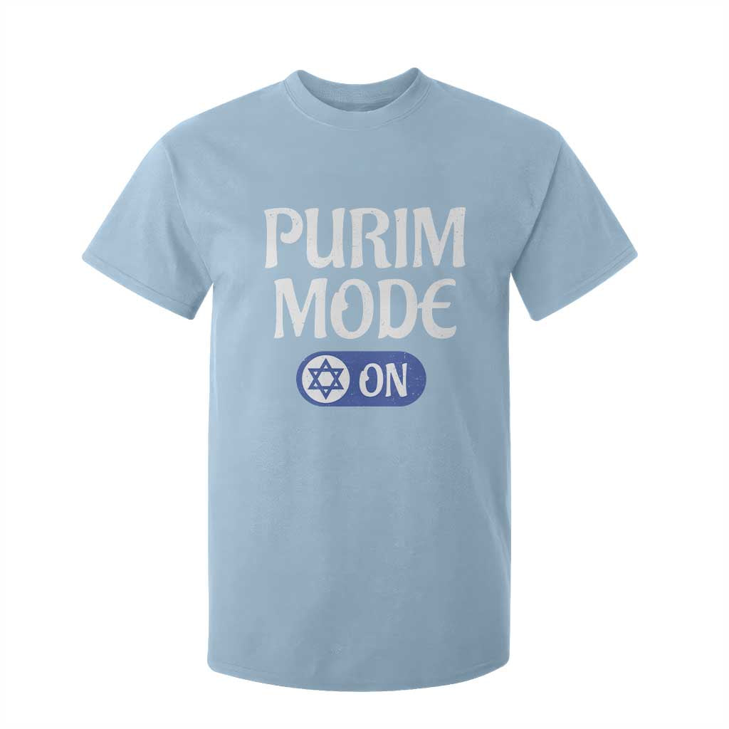 Funny Purim Mode On T Shirt For Kid Jewish Star of David TS09 Light Blue Print Your Wear