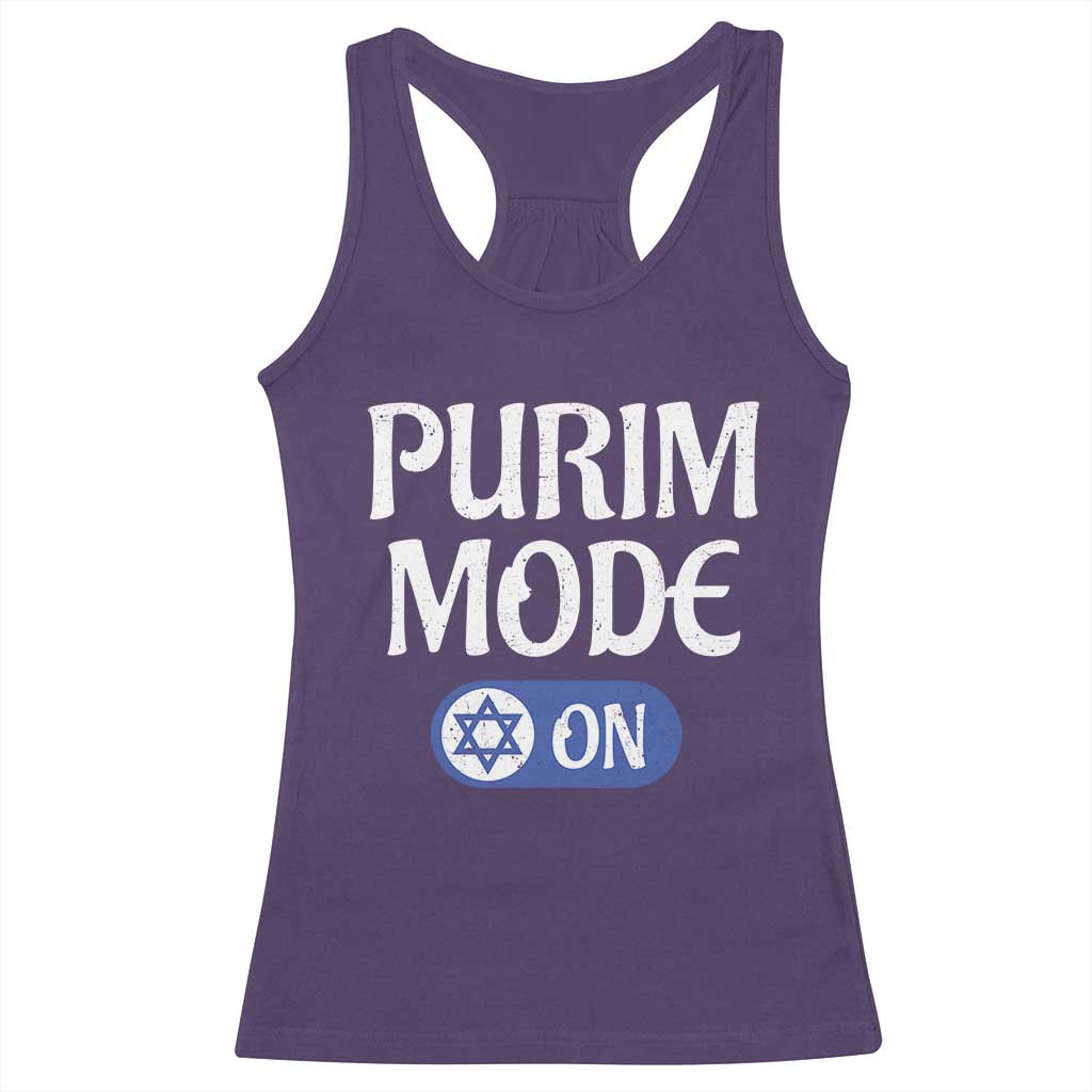 Funny Purim Mode On Racerback Tank Top Jewish Star of David TS09 Purple Print Your Wear