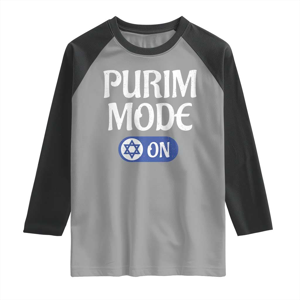 Funny Purim Mode On Raglan Shirt Jewish Star of David TS09 Sport Gray Black Print Your Wear