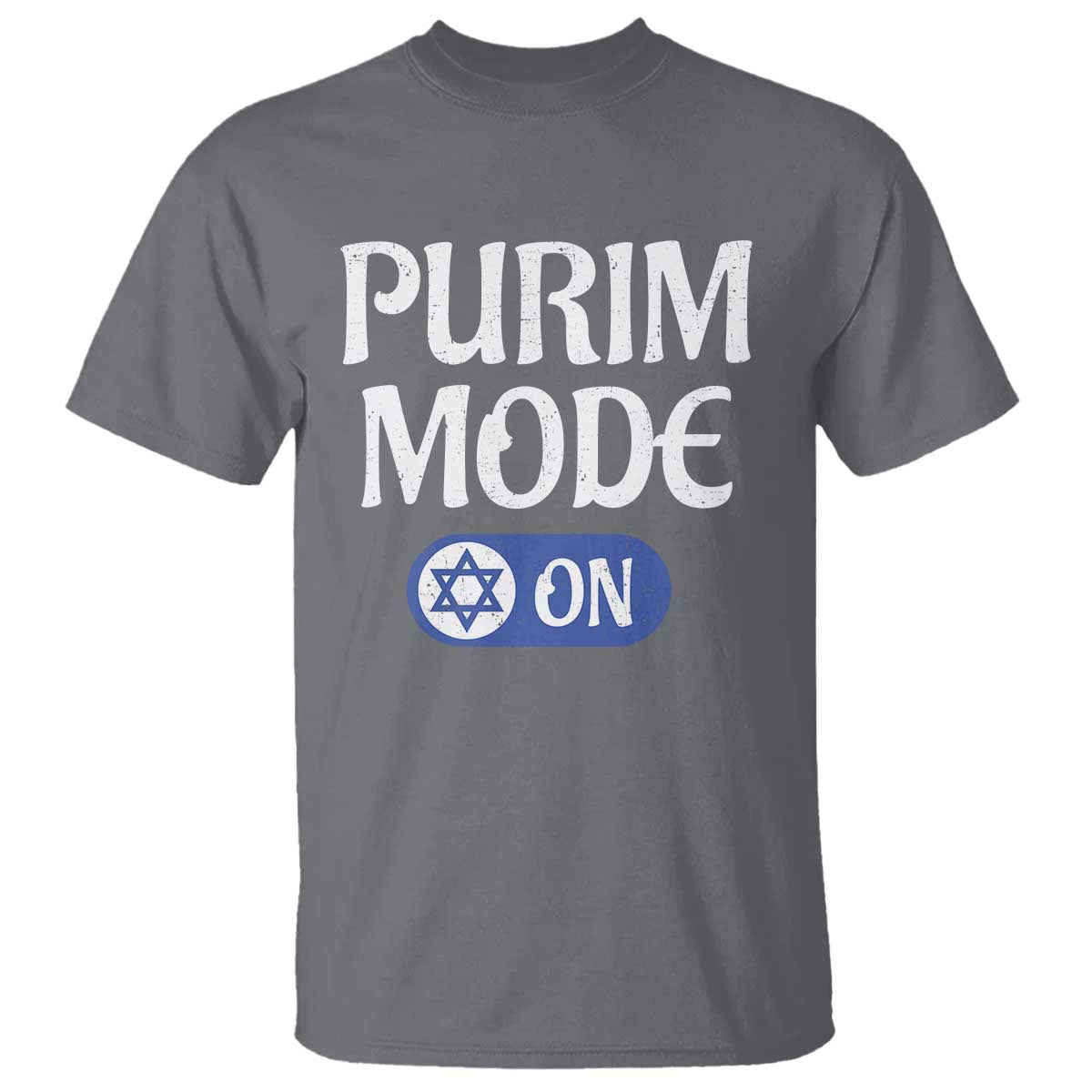 Funny Purim Mode On T Shirt Jewish Star of David TS09 Charcoal Print Your Wear