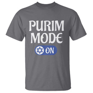 Funny Purim Mode On T Shirt Jewish Star of David TS09 Charcoal Print Your Wear