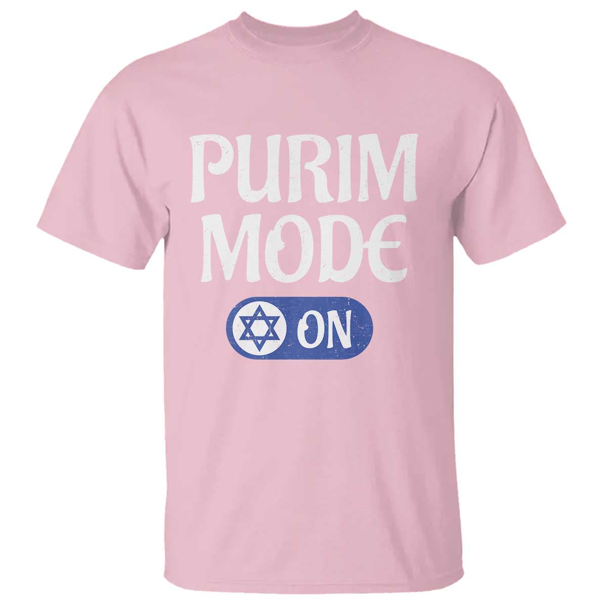 Funny Purim Mode On T Shirt Jewish Star of David TS09 Light Pink Print Your Wear