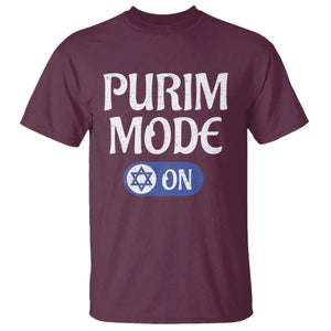 Funny Purim Mode On T Shirt Jewish Star of David TS09 Maroon Print Your Wear