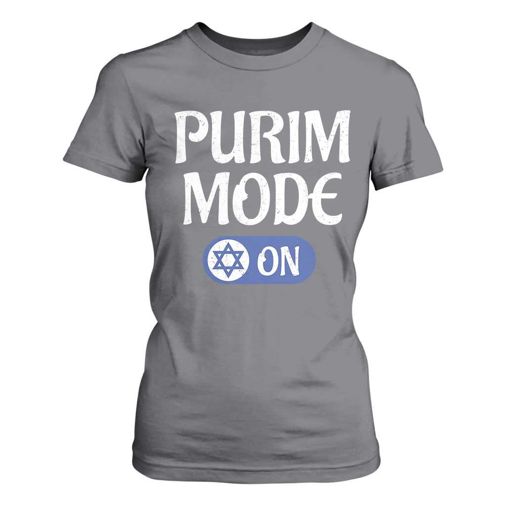 Funny Purim Mode On T Shirt For Women Jewish Star of David TS09 Charcoal Print Your Wear