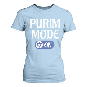 Funny Purim Mode On T Shirt For Women Jewish Star of David TS09 Light Blue Print Your Wear