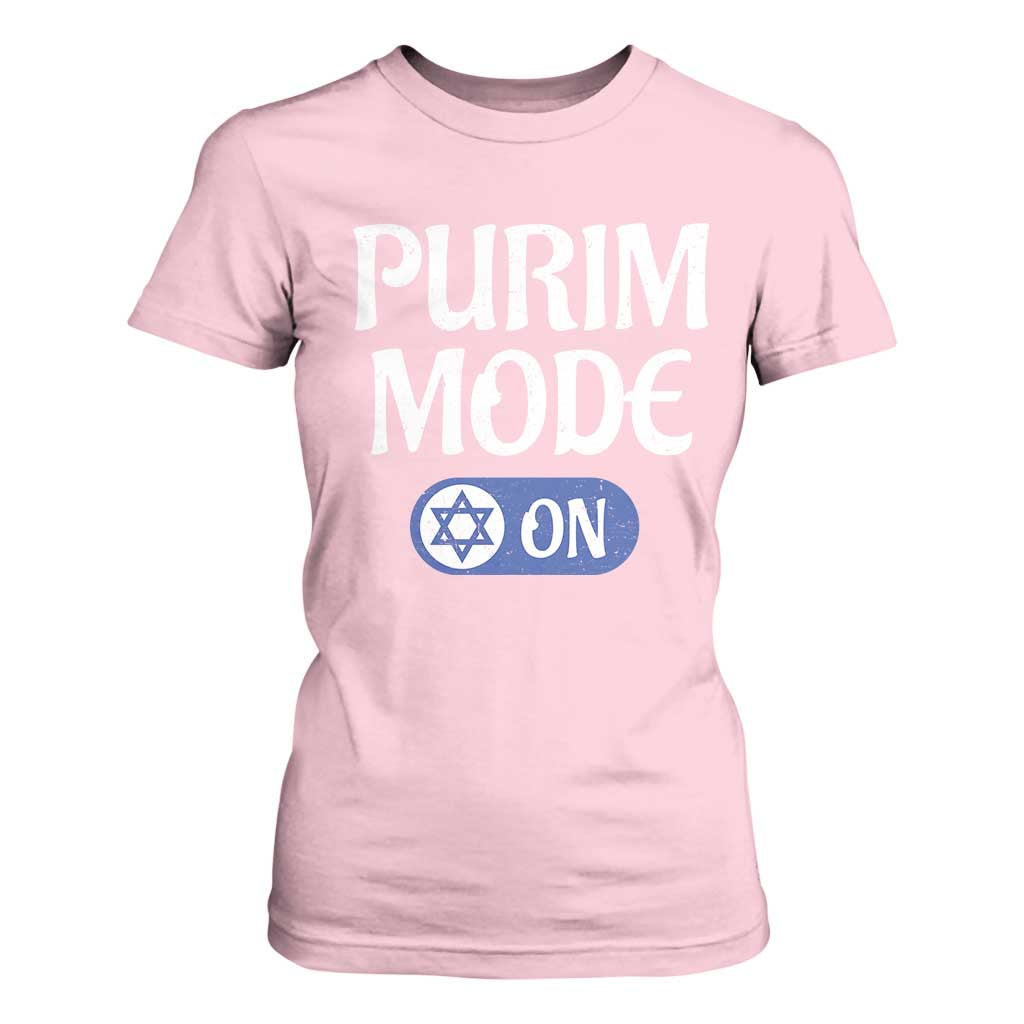Funny Purim Mode On T Shirt For Women Jewish Star of David TS09 Light Pink Print Your Wear