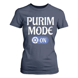 Funny Purim Mode On T Shirt For Women Jewish Star of David TS09 Navy Print Your Wear