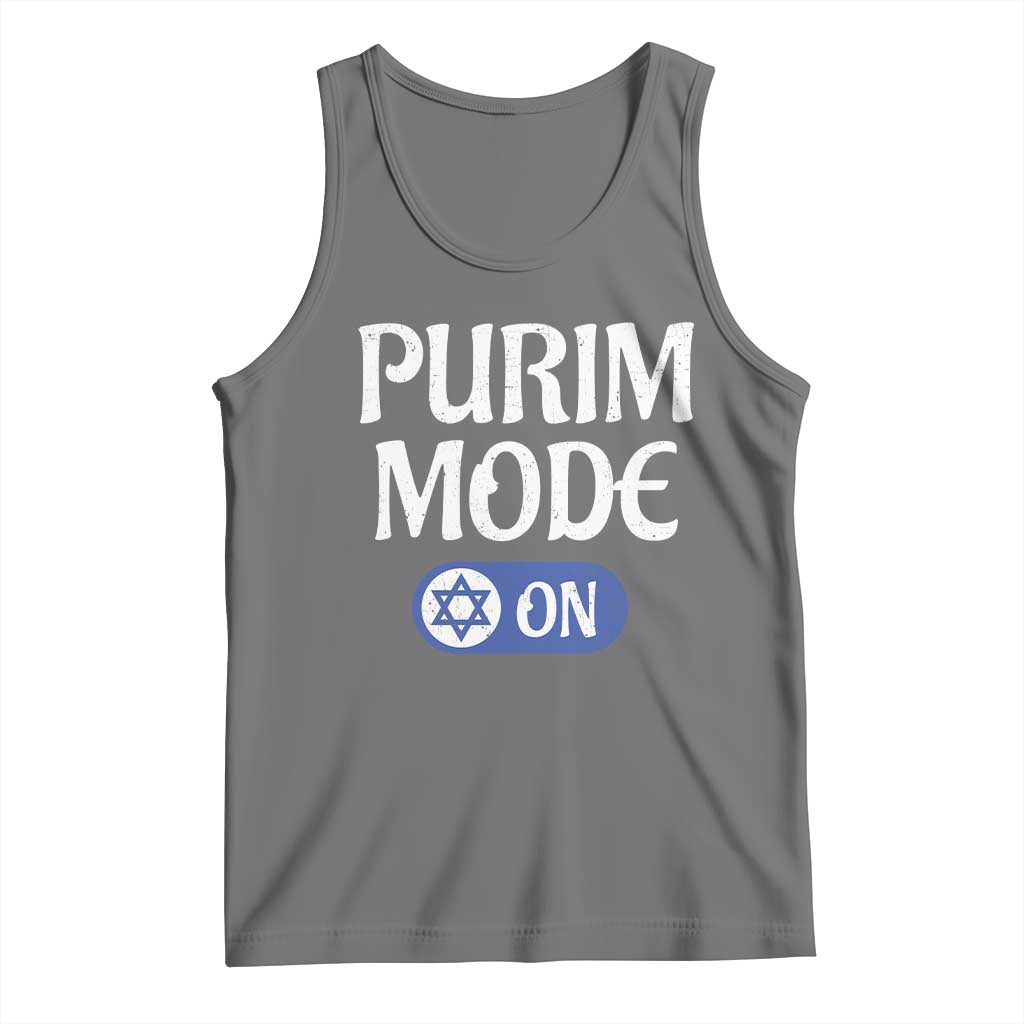 Funny Purim Mode On Tank Top Jewish Star of David TS09 Black Heather Print Your Wear