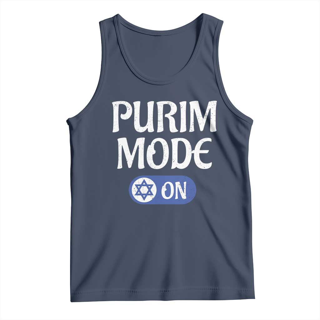 Funny Purim Mode On Tank Top Jewish Star of David TS09 Navy Print Your Wear