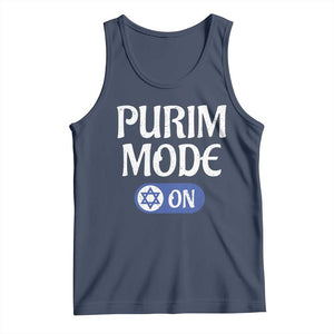 Funny Purim Mode On Tank Top Jewish Star of David TS09 Navy Print Your Wear