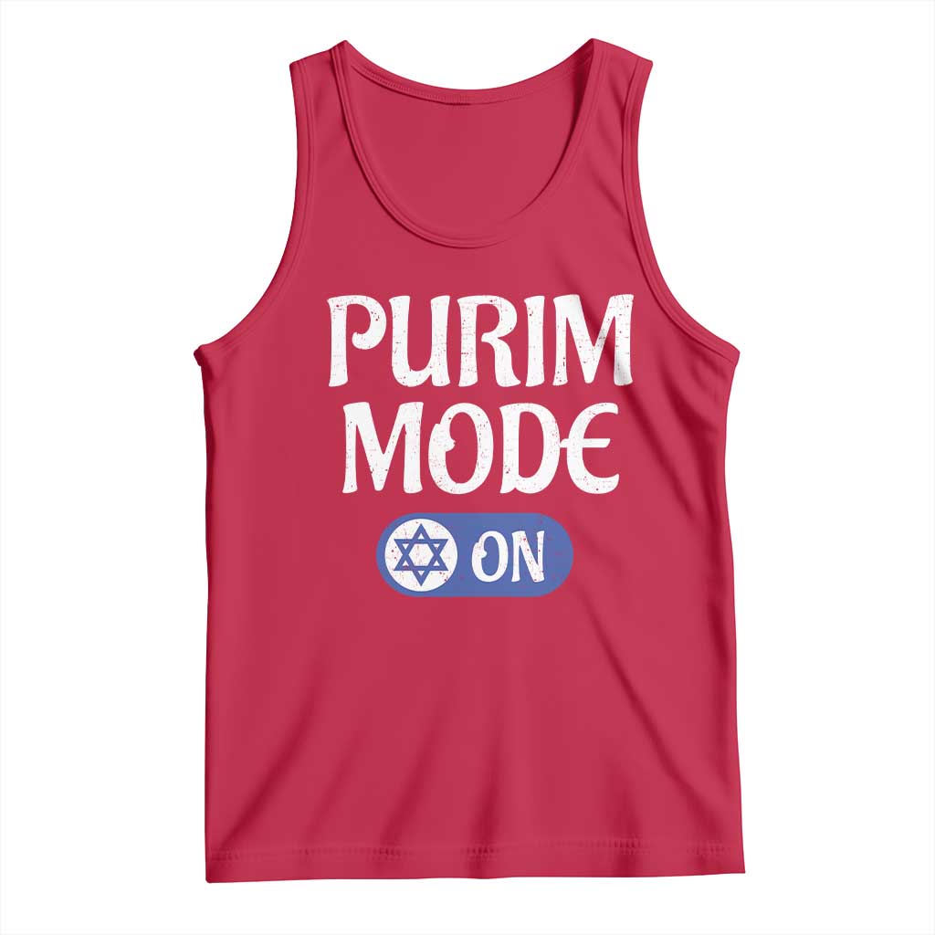 Funny Purim Mode On Tank Top Jewish Star of David TS09 Red Print Your Wear