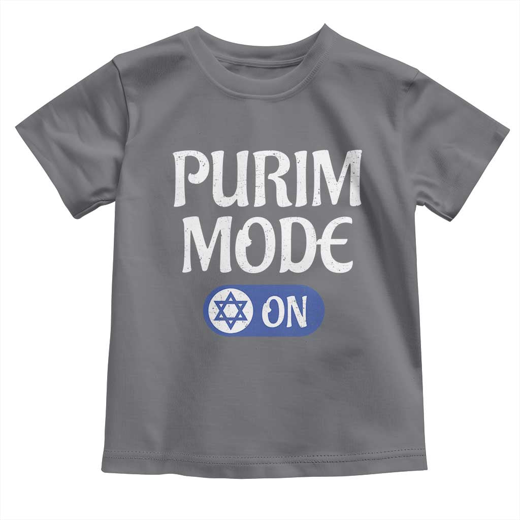 Funny Purim Mode On Toddler T Shirt Jewish Star of David TS09 Charcoal Print Your Wear