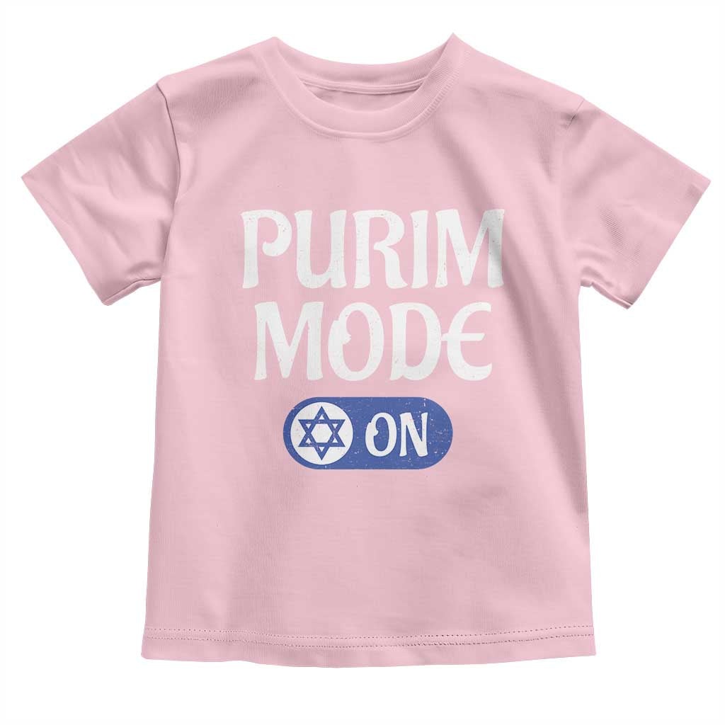 Funny Purim Mode On Toddler T Shirt Jewish Star of David TS09 Light Pink Print Your Wear