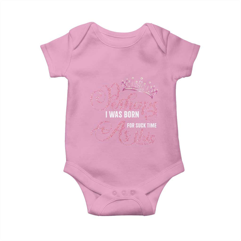 Funny Purim Queen Baby Onesie Perhaps I Was Born For Such Time As This TS09 Light Pink Print Your Wear