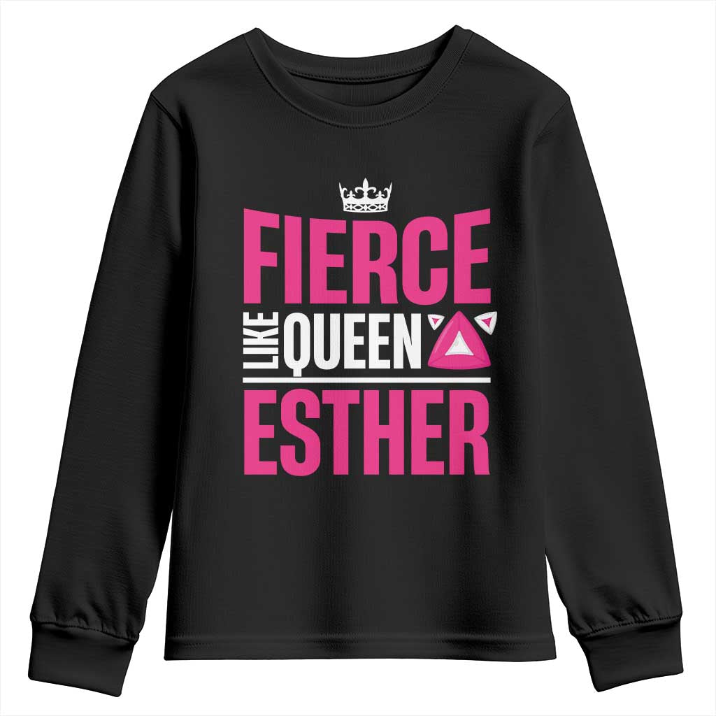 Purim Fierce Like Queen Esther Youth Sweatshirt TS09 Black Print Your Wear