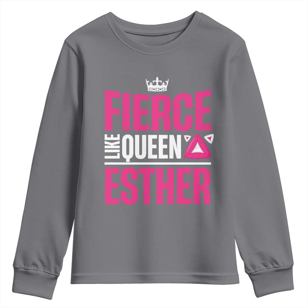 Purim Fierce Like Queen Esther Youth Sweatshirt TS09 Charcoal Print Your Wear