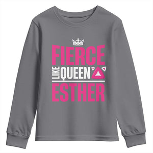 Purim Fierce Like Queen Esther Youth Sweatshirt TS09 Charcoal Print Your Wear
