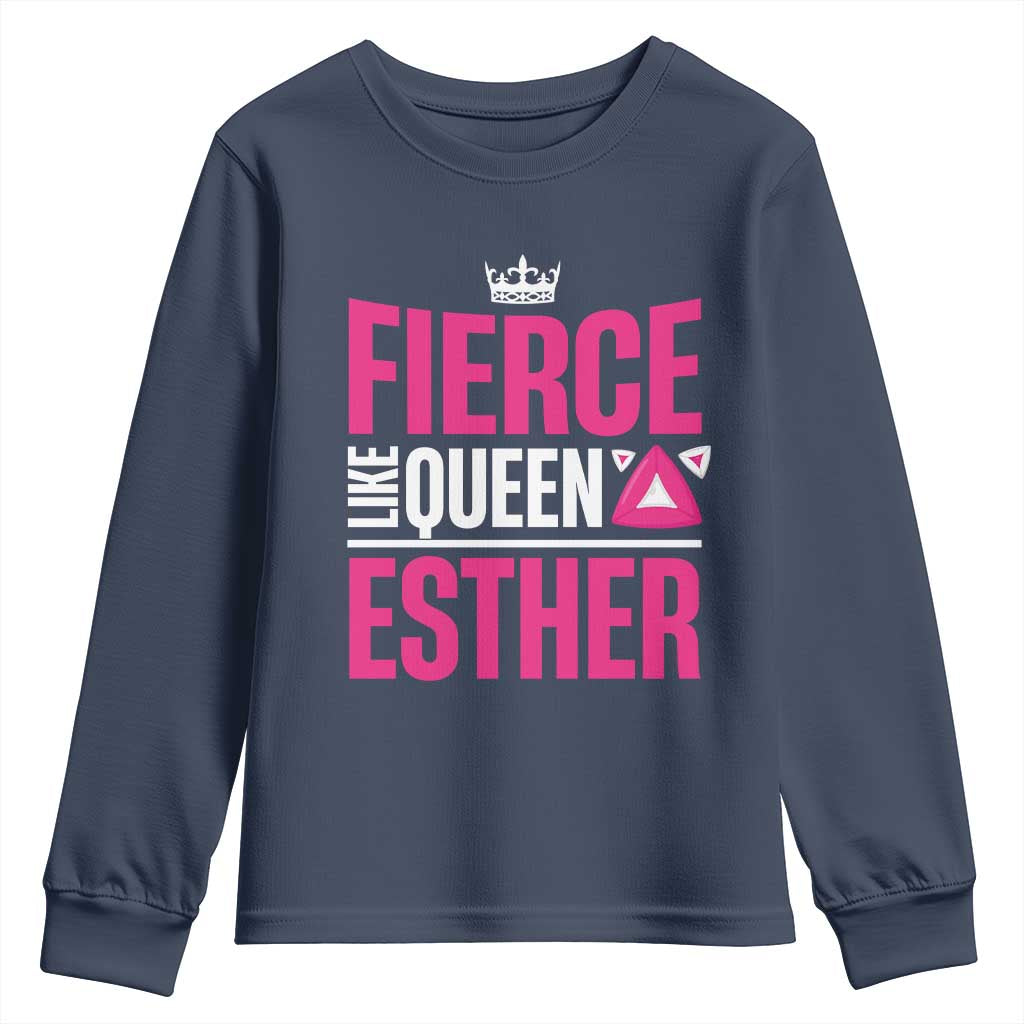 Purim Fierce Like Queen Esther Youth Sweatshirt TS09 Navy Print Your Wear