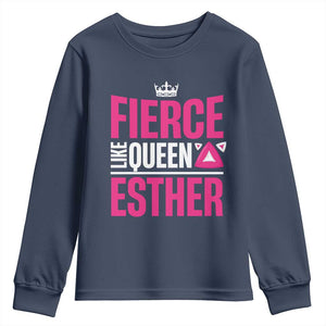 Purim Fierce Like Queen Esther Youth Sweatshirt TS09 Navy Print Your Wear