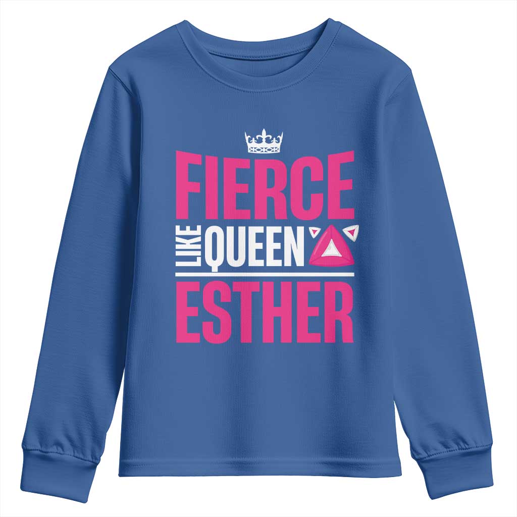Purim Fierce Like Queen Esther Youth Sweatshirt TS09 Royal Blue Print Your Wear