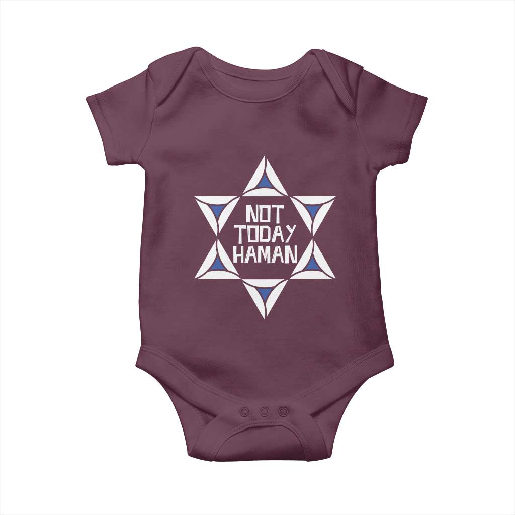 Not Today Haman Purim Baby Onesie Hamantash Jewish Star of David TS09 Maroon Print Your Wear