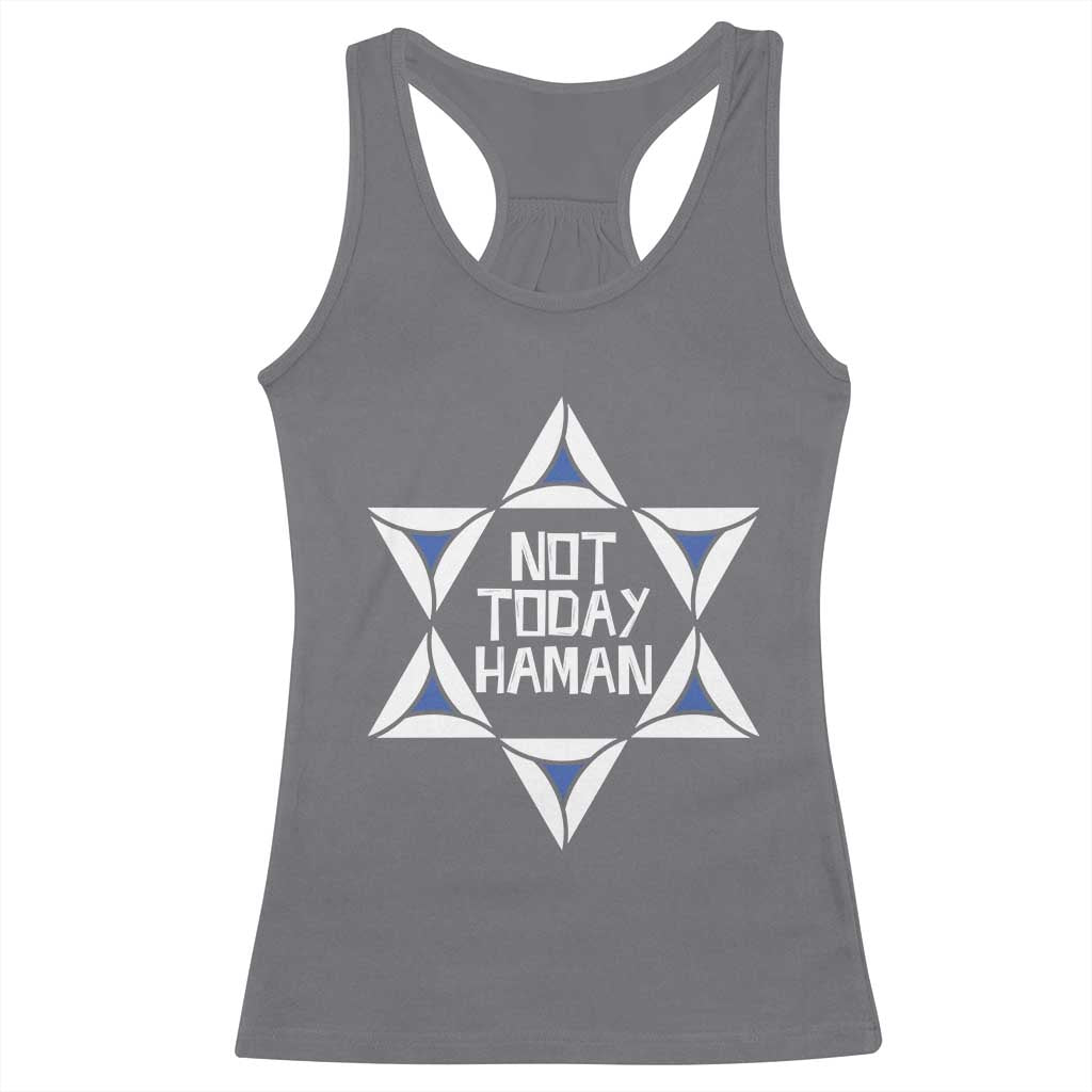 Not Today Haman Purim Racerback Tank Top Hamantash Jewish Star of David TS09 Charcoal Print Your Wear
