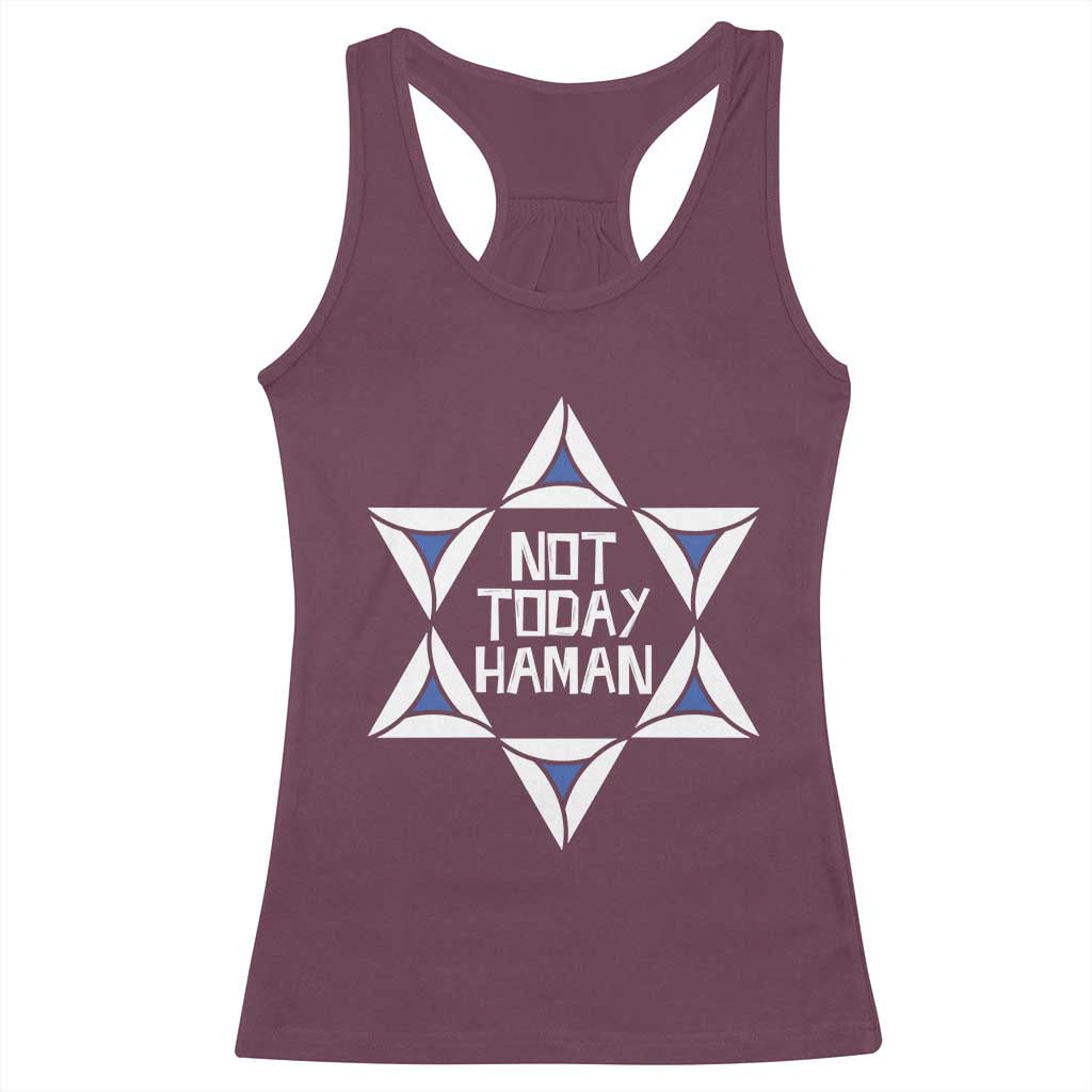 Not Today Haman Purim Racerback Tank Top Hamantash Jewish Star of David TS09 Maroon Print Your Wear