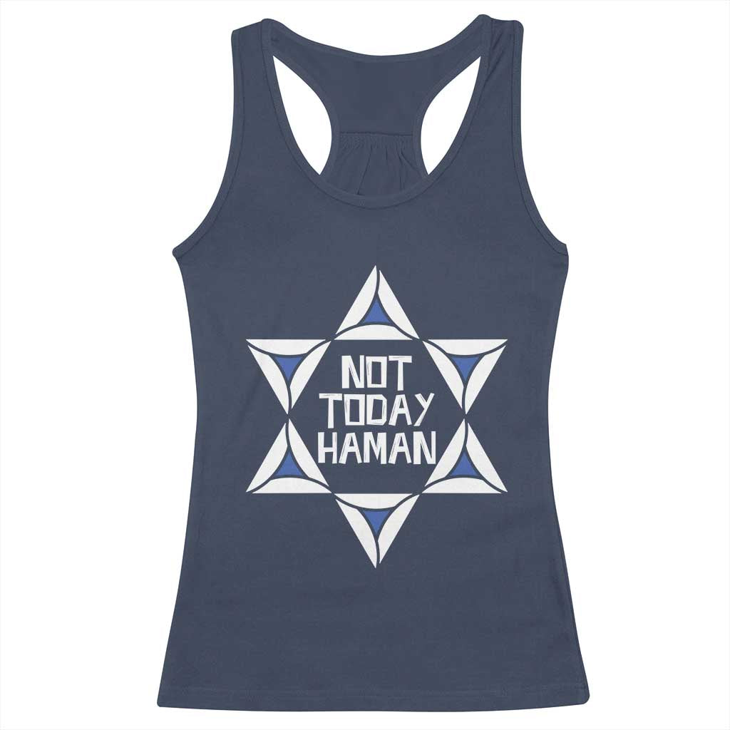 Not Today Haman Purim Racerback Tank Top Hamantash Jewish Star of David TS09 Navy Print Your Wear