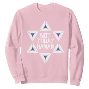 Not Today Haman Purim Sweatshirt Hamantash Jewish Star of David TS09 Light Pink Print Your Wear
