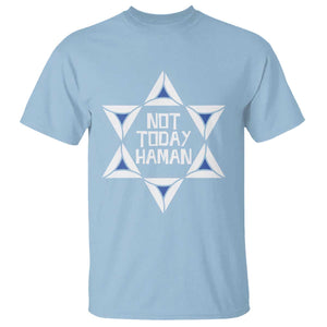 Not Today Haman Purim T Shirt Hamantash Jewish Star of David TS09 Light Blue Print Your Wear