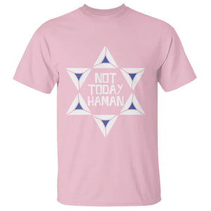 Not Today Haman Purim T Shirt Hamantash Jewish Star of David TS09 Light Pink Print Your Wear