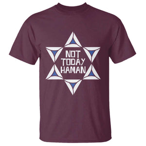 Not Today Haman Purim T Shirt Hamantash Jewish Star of David TS09 Maroon Print Your Wear