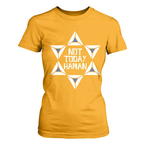 Not Today Haman Purim T Shirt For Women Hamantash Jewish Star of David TS09 Gold Print Your Wear