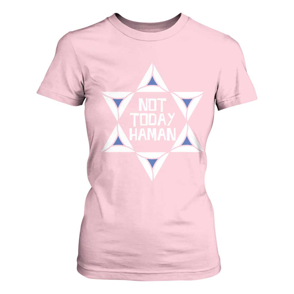 Not Today Haman Purim T Shirt For Women Hamantash Jewish Star of David TS09 Light Pink Print Your Wear