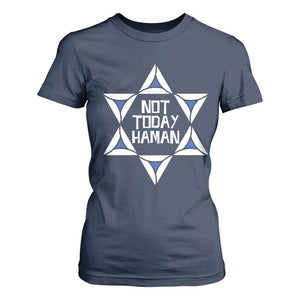 Not Today Haman Purim T Shirt For Women Hamantash Jewish Star of David TS09 Navy Print Your Wear