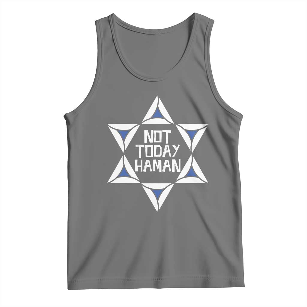 Not Today Haman Purim Tank Top Hamantash Jewish Star of David TS09 Black Heather Print Your Wear