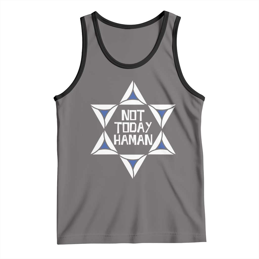 Not Today Haman Purim Tank Top Hamantash Jewish Star of David TS09 Deep Heather Black Print Your Wear