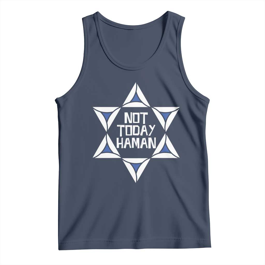Not Today Haman Purim Tank Top Hamantash Jewish Star of David TS09 Navy Print Your Wear