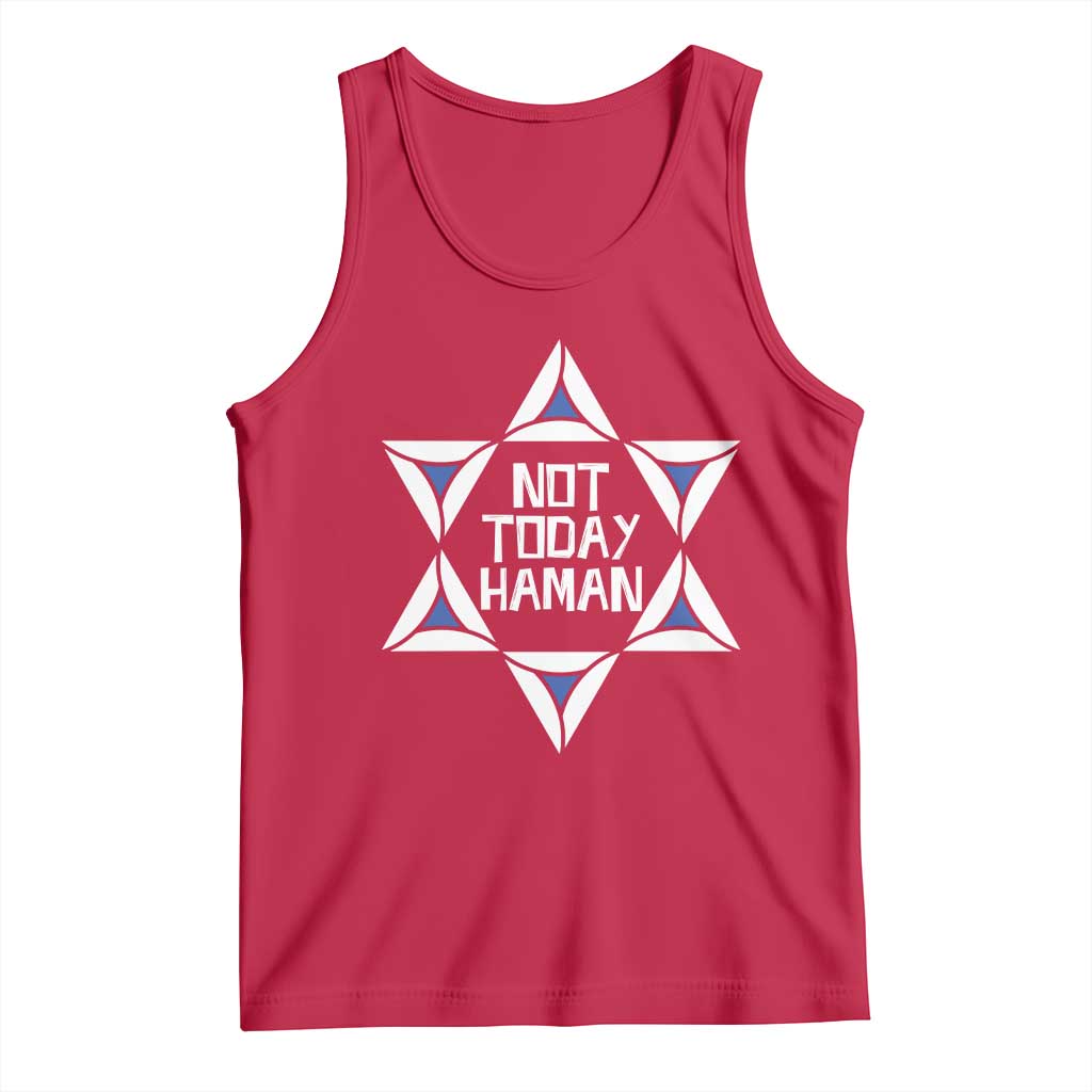 Not Today Haman Purim Tank Top Hamantash Jewish Star of David TS09 Red Print Your Wear