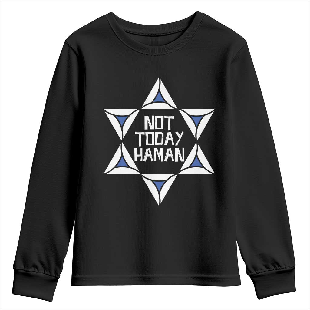 Not Today Haman Purim Youth Sweatshirt Hamantash Jewish Star of David TS09 Black Print Your Wear