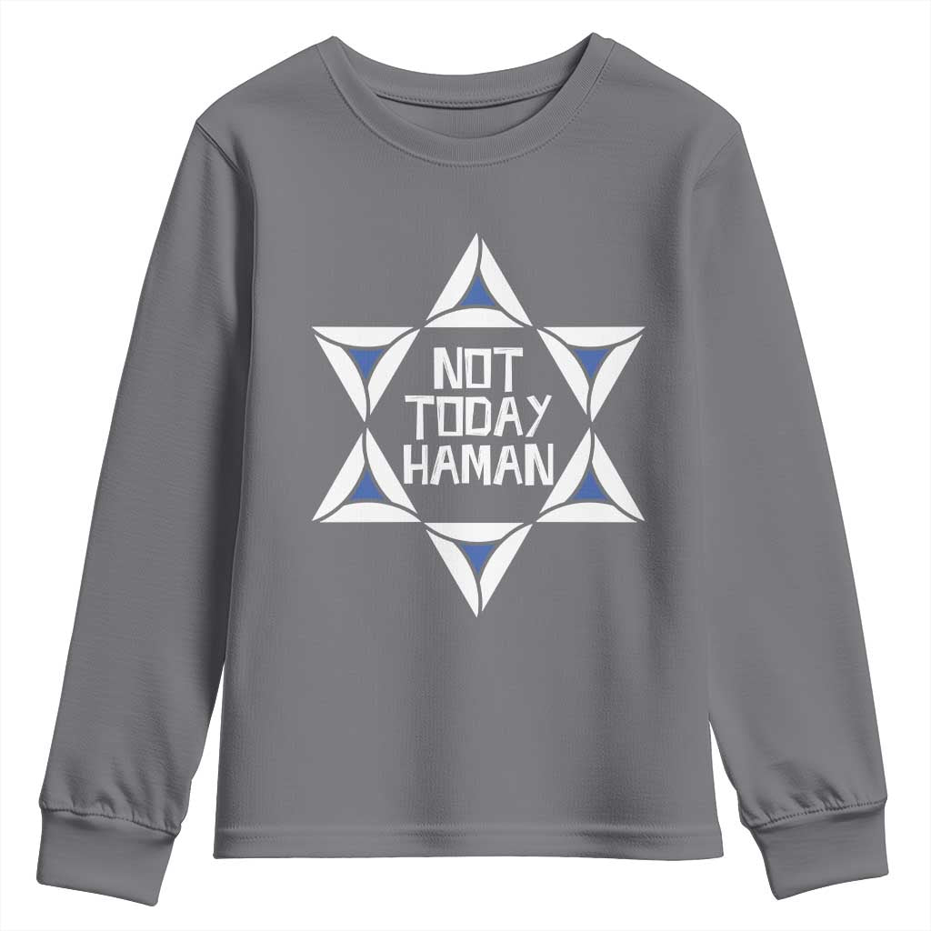 Not Today Haman Purim Youth Sweatshirt Hamantash Jewish Star of David TS09 Charcoal Print Your Wear