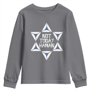 Not Today Haman Purim Youth Sweatshirt Hamantash Jewish Star of David TS09 Charcoal Print Your Wear