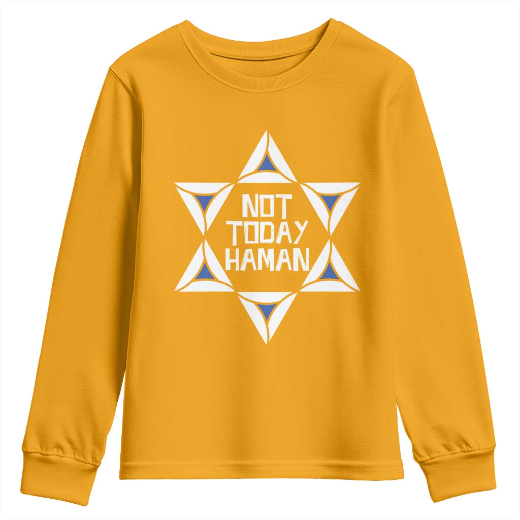 Not Today Haman Purim Youth Sweatshirt Hamantash Jewish Star of David TS09 Gold Print Your Wear