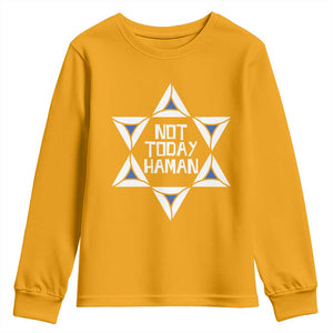 Not Today Haman Purim Youth Sweatshirt Hamantash Jewish Star of David TS09 Gold Print Your Wear